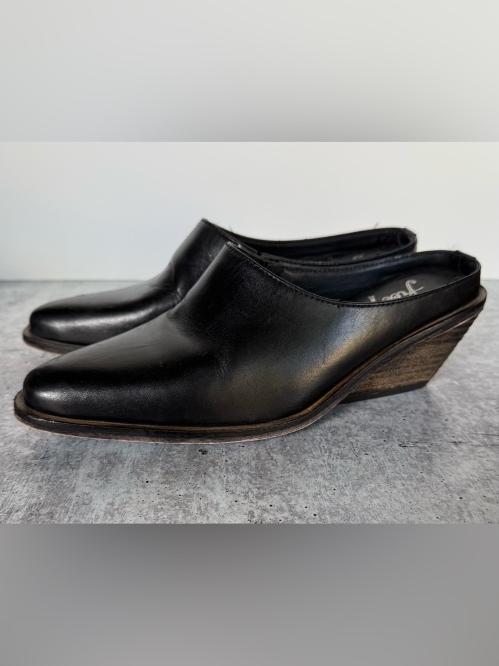 Free People Western Tallulah Wedges Womens Black Slip On Mule Wedge Size 36/ 6